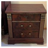 MB - King Bed Power Adjustable Frame with Duo Remotes and Pair of Nightstands - Cherry Grain, Ornate Headboard