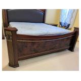 MB - King Bed Power Adjustable Frame with Duo Remotes and Pair of Nightstands - Cherry Grain, Ornate Headboard