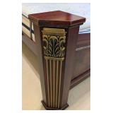 MB - King Bed Power Adjustable Frame with Duo Remotes and Pair of Nightstands - Cherry Grain, Ornate Headboard