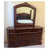 MB - Mirrored Dresser With Arch Mirror - Burl Wood Veneer