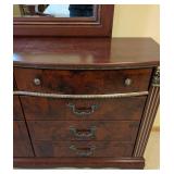 MB - Mirrored Dresser With Arch Mirror - Burl Wood Veneer