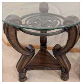 LR - Pair of Elegant Ashley Furniture Margilles Glass Top Side Tables