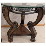 LR - Pair of Elegant Ashley Furniture Margilles Glass Top Side Tables