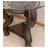 LR - Pair of Elegant Ashley Furniture Margilles Glass Top Side Tables