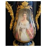 MB - Pair of Antique French Sèvres-Style Cobalt Blue Porcelain Candelabras