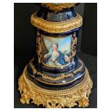 MB - Pair of Antique French Sèvres-Style Cobalt Blue Porcelain Candelabras