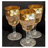 MB - Painted Czech Crystal Decanter with 6 Glasses - 7-Piece Bohemian Set