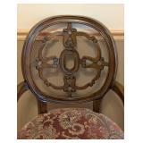 ML - Pair of Carved Wood Armchairs - Damask Upholstery (Lot of 2)