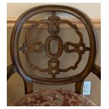 ML - Pair of Carved Wood Armchairs - Damask Upholstery (Lot of 2)