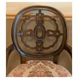 ML - Pair of Carved Wood Armchairs - Damask Upholstery