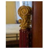 MB - Ornate Standing Mirror with Wood Frame & Wrought Iron Scroll Stand