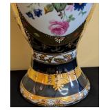 MB - Vase - European Design Decorative Porcelain with Floral Medallion & Gold Handle