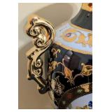 MB - Vase - European Design Decorative Porcelain with Floral Medallion & Gold Handle