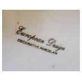 MB - Vase - European Design Decorative Porcelain with Floral Medallion & Gold Handle