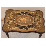 MB - Vintage Petite Side Table - Inlaid Floral Marquetry