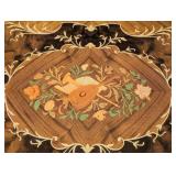 MB - Vintage Petite Side Table - Inlaid Floral Marquetry