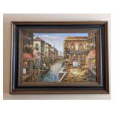 LR - Framed Reproduction Oil Painting - Venice Canal Scene