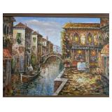 LR - Framed Reproduction Oil Painting - Venice Canal Scene