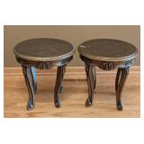 MB - Pair of Carved Wood Side Tables