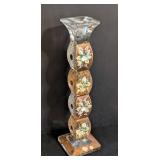 Vintage Crystal Candle Holders & Napkin Holder - Hand-Painted Floral Motifs
