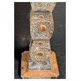 Vintage Crystal Candle Holders & Napkin Holder - Hand-Painted Floral Motifs