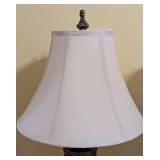 ML - Pair of Vintage Brass Table Lamps with Frosted Glass Columns