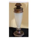 ML - Pair of Vintage Brass Table Lamps with Frosted Glass Columns