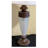ML - Pair of Vintage Brass Table Lamps with Frosted Glass Columns