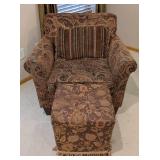 LR - Pier 1 Armchair & Matching Paisley Pattern Ottoman