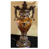 ML - Pair of 32-Inch Table Lamps with Ceramic Urn Bodies & Ornate Bronze Accents