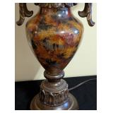 ML - Pair of 32-Inch Table Lamps with Ceramic Urn Bodies & Ornate Bronze Accents