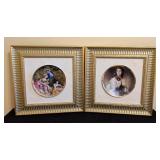 ML - Framed Portrait Plates - Pair in Ornate Gold Frames