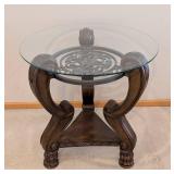LR - Ashley Furniture Margilles Glass-Topped Round Side Table