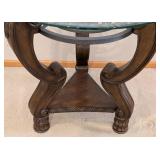 LR - Ashley Furniture Margilles Glass-Topped Round Side Table