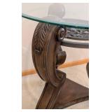 LR - Ashley Furniture Margilles Glass-Topped Round Side Table