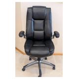 LR - Black Leather Rolling Office Chair, Adjustable Height
