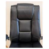 LR - Black Leather Rolling Office Chair, Adjustable Height