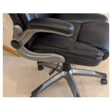 LR - Black Leather Rolling Office Chair, Adjustable Height