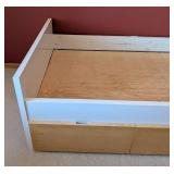 ML - Twin Bed Frame with Under-Bed Drawers - White Frame & Natural Wood Top, 41.5 x 78 in