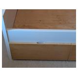 ML - Twin Bed Frame with Under-Bed Drawers - White Frame & Natural Wood Top, 41.5 x 78 in