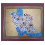 ML - Seashell Wall Art - Framed Painted Mosaic on Gold Background