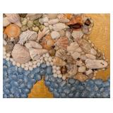 ML - Seashell Wall Art - Framed Painted Mosaic on Gold Background