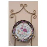 K - ZARA HOME Porcelain Floral Plates on Wall Rack - 2-Piece Display