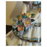 LL - 7-Inch Porcelain Figurine - Woman in Tiered Floral Dress With Bouquet