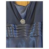 LL - Potral Navy Blue Tiered Evening Dress - Size 14, 100% Polyester