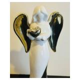 LLB - Star Wonder Angel Figurine Decoration - White Ceramic with Silver Wings