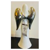 LLB - Star Wonder Angel Figurine Decoration - White Ceramic with Silver Wings