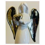LLB - Star Wonder Angel Figurine Decoration - White Ceramic with Silver Wings