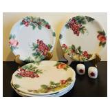 LLB - Grapevine Pattern Dinner Plates - 8 in Diameter - Set of 6