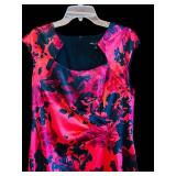 LL - Earthnected Apparel Floral Satin Dress - Pink/Navy - Size 14